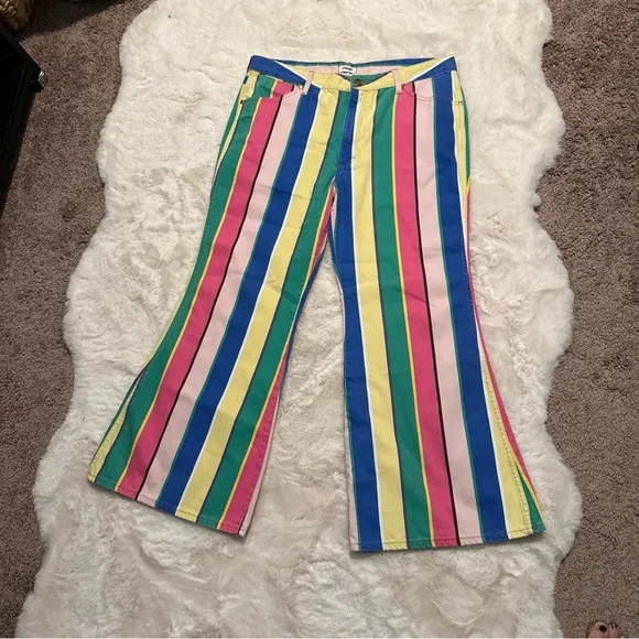 Wrangler Jeans Women 33 (33x30) Multicolor Striped Wanderer 622 High Rise Flare - Picture 4 of 8